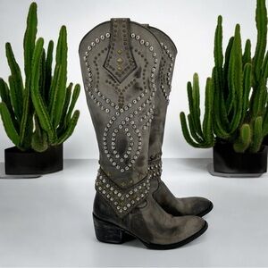 Old Gringo Gray Studded Heeled Boots